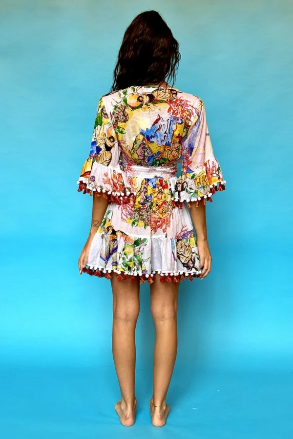 Beaded Short Dress With V Neck - Image 2