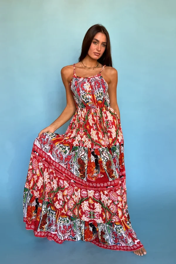Long Red Dress With Straps