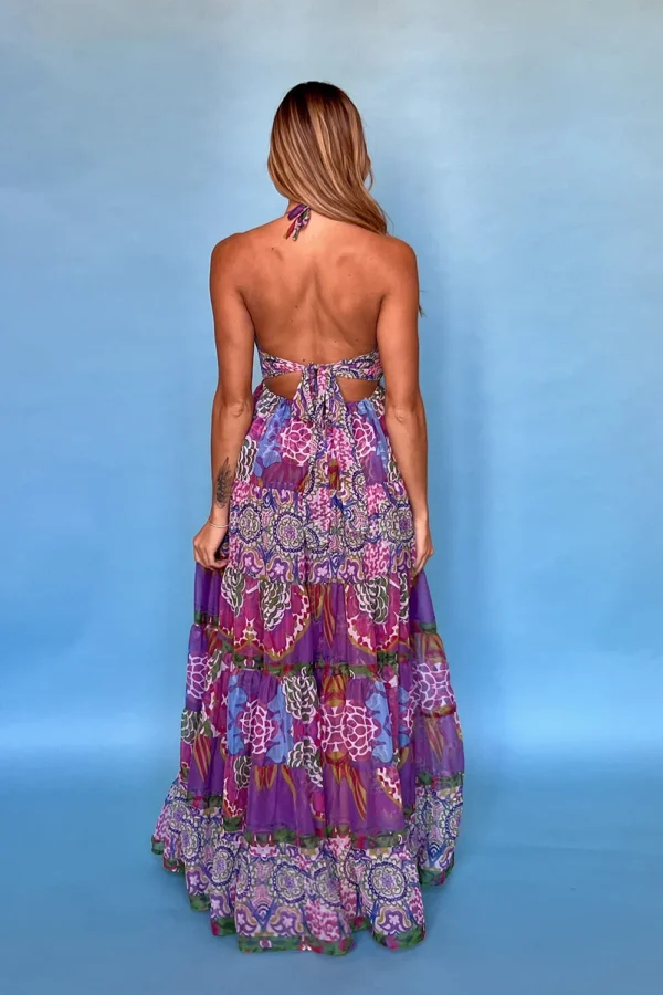 Long Polychiffon See Through Beaded Dress Beach Coverup For Beachh Party - Image 2
