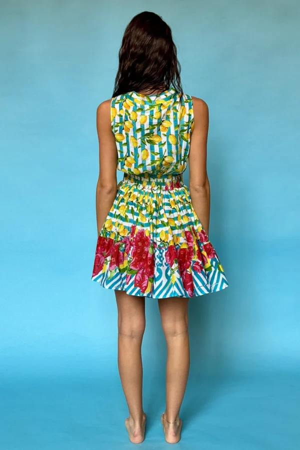 Short Lemon Dress Cotton With V Neck - Image 2