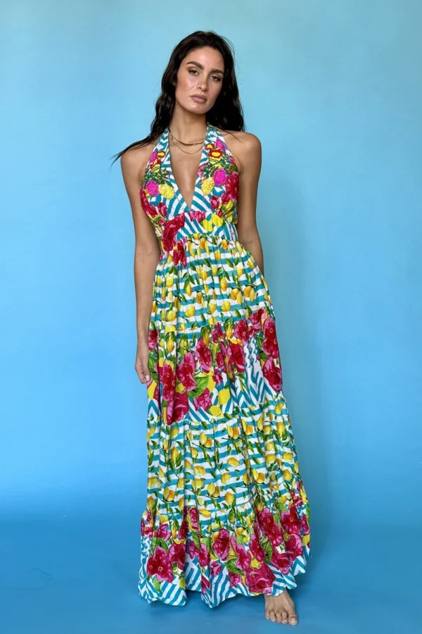 Long Lemon Dress With Open Back