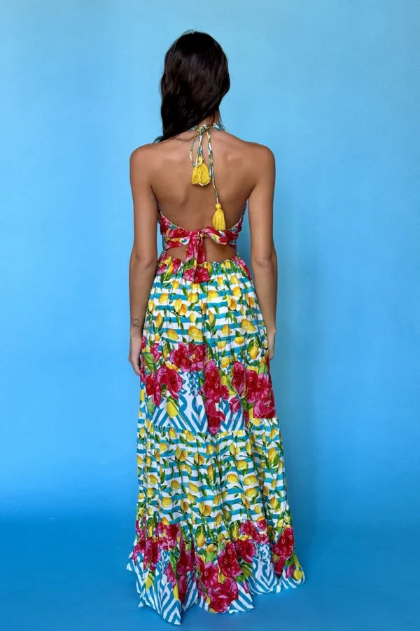 Long Lemon Dress With Open Back - Image 2
