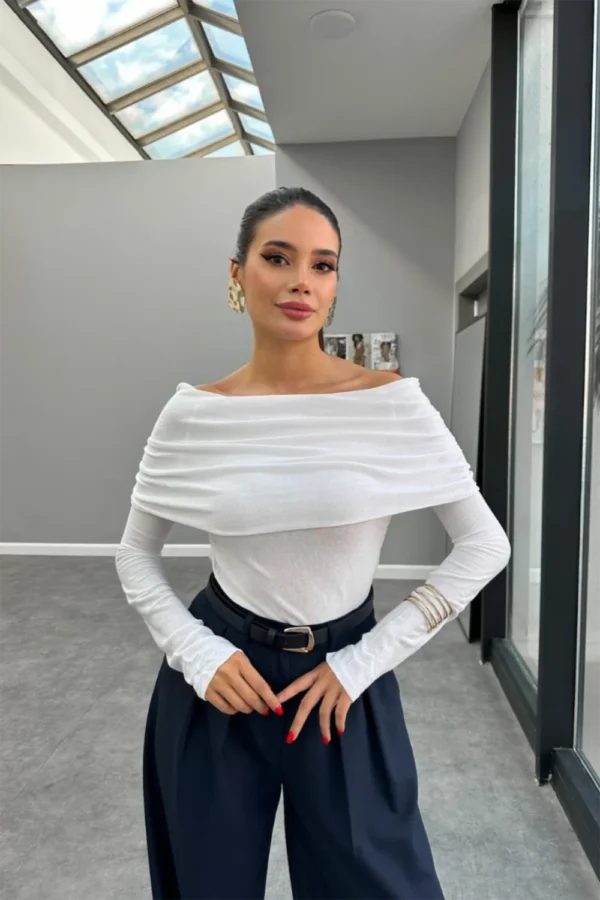 Soft White Off Shoulder Knit