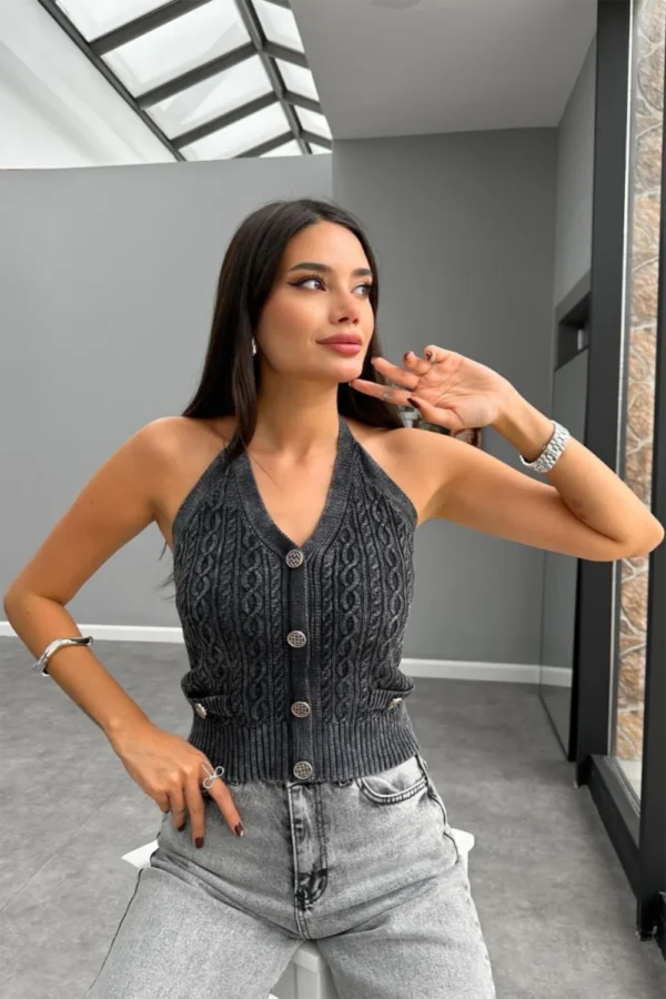 Hair Braded Neck Strap Blouse