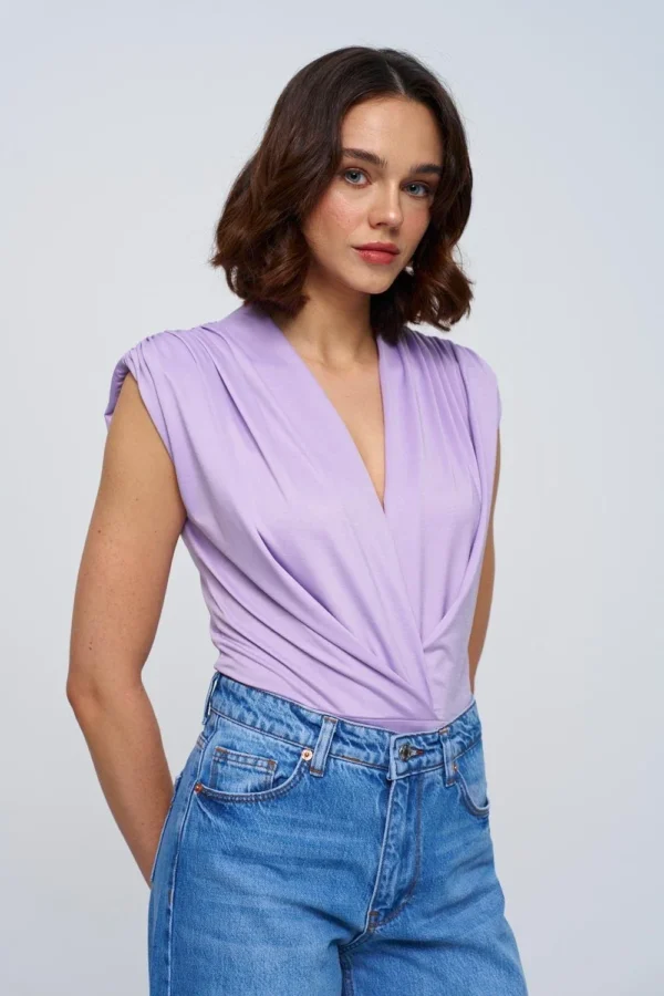Lilac Double Breasted Padded Bodysuit