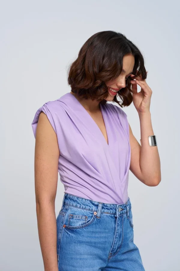 Lilac Double Breasted Padded Bodysuit - Image 3